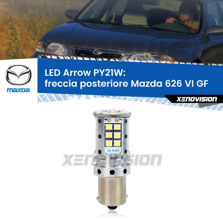 <strong>Freccia posteriore LED no-spie per Mazda 626 VI</strong> GF 1997 - 2002. Lampada <strong>PY21W</strong> modello top di gamma Arrow.