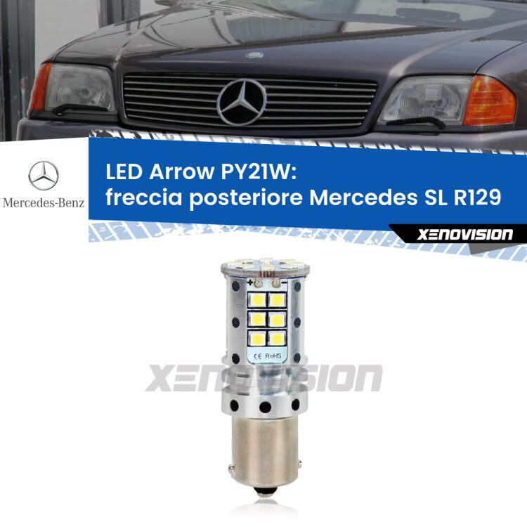 <strong>Freccia posteriore LED no-spie per Mercedes SL</strong> R129 faro bianco. Lampada <strong>PY21W</strong> modello top di gamma Arrow.