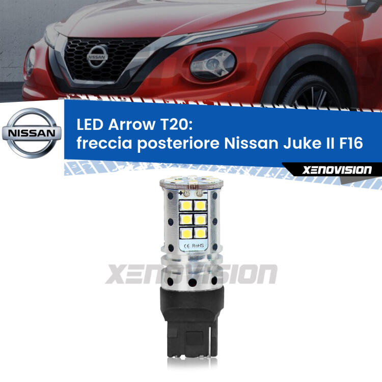 <strong>Freccia posteriore LED no-spie per Nissan Juke II</strong> F16 2019 in poi. Lampada <strong>T20</strong> no Hyperflash modello Arrow.
