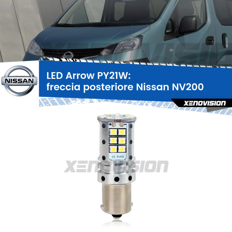 <strong>Freccia posteriore LED no-spie per Nissan NV200</strong>  2010 - 2019. Lampada <strong>PY21W</strong> modello top di gamma Arrow.