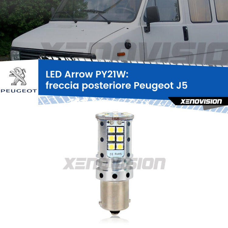 <strong>Freccia posteriore LED no-spie per Peugeot J5</strong>  1990 - 1994. Lampada <strong>PY21W</strong> modello top di gamma Arrow.
