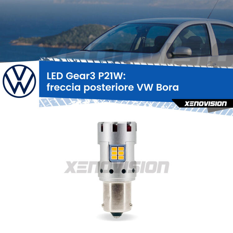 <strong>Freccia posteriore LED no-spie per VW Bora</strong>  1999 - 2006. Lampada <strong>P21W</strong> modello Gear3 no Hyperflash, raffreddata a ventola.