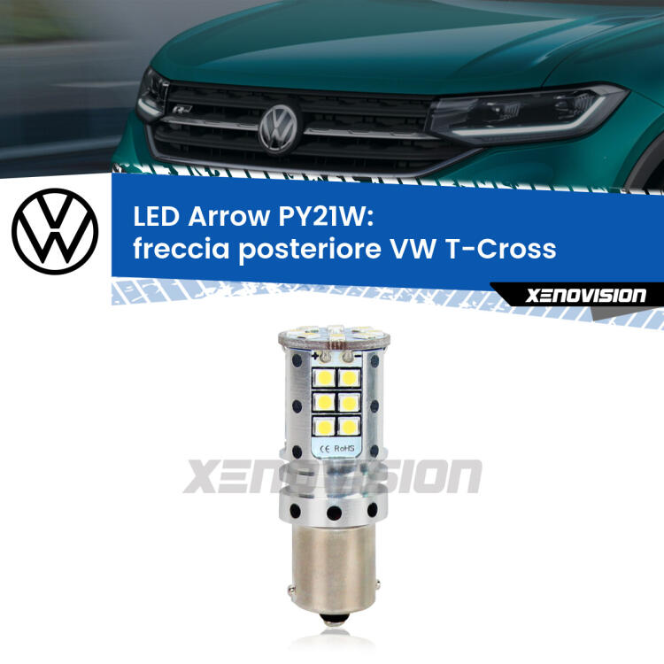 <strong>Freccia posteriore LED no-spie per VW T-Cross</strong>  2018 in poi. Lampada <strong>PY21W</strong> modello top di gamma Arrow.