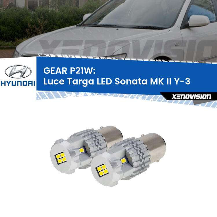 <strong>LED </strong><strong>Luce Targa Hyundai Sonata MK II (Y-3) 1993 - 1996</strong> . Due lampade LED P21W effetto Stealth, ottima resa in ogni direzione, Qualità Massima.