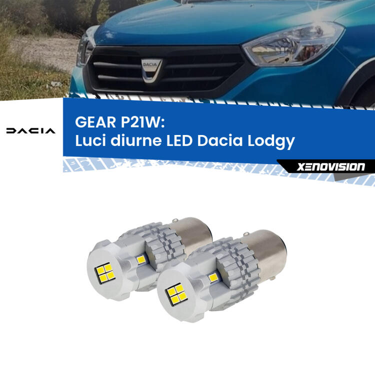 <strong>LED </strong><strong>Luci diurne Dacia Lodgy  2012 in poi</strong> . Due lampade LED P21W effetto Stealth, ottima resa in ogni direzione, Qualità Massima.