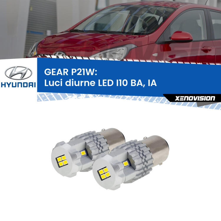 <strong>LED </strong><strong>Luci diurne Hyundai I10 (BA, IA) senza luci svolta</strong> . Due lampade LED P21W effetto Stealth, ottima resa in ogni direzione, Qualità Massima.