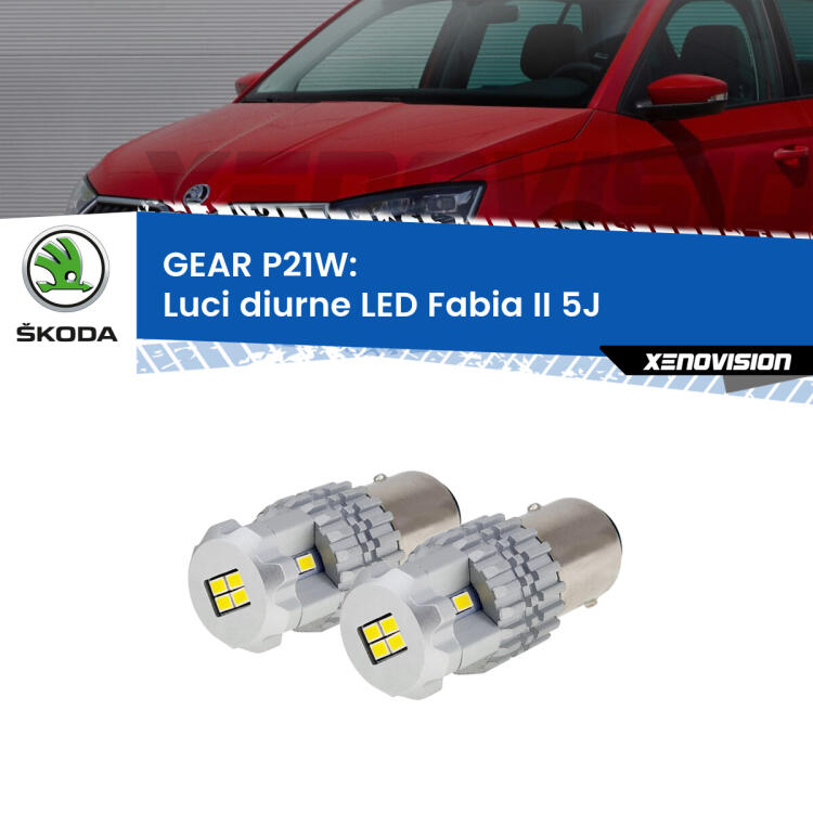<strong>LED </strong><strong>Luci diurne Skoda Fabia II (5J) 2011 - 2014</strong> . Due lampade LED P21W effetto Stealth, ottima resa in ogni direzione, Qualità Massima.