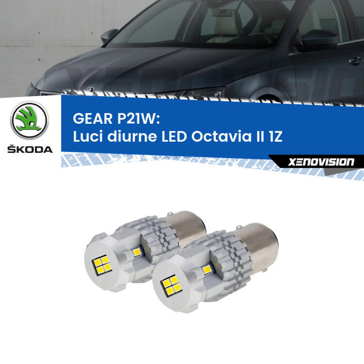 <strong>LED </strong><strong>Luci diurne Skoda Octavia II (1Z) 2004 - 2013</strong> . Due lampade LED P21W effetto Stealth, ottima resa in ogni direzione, Qualità Massima.