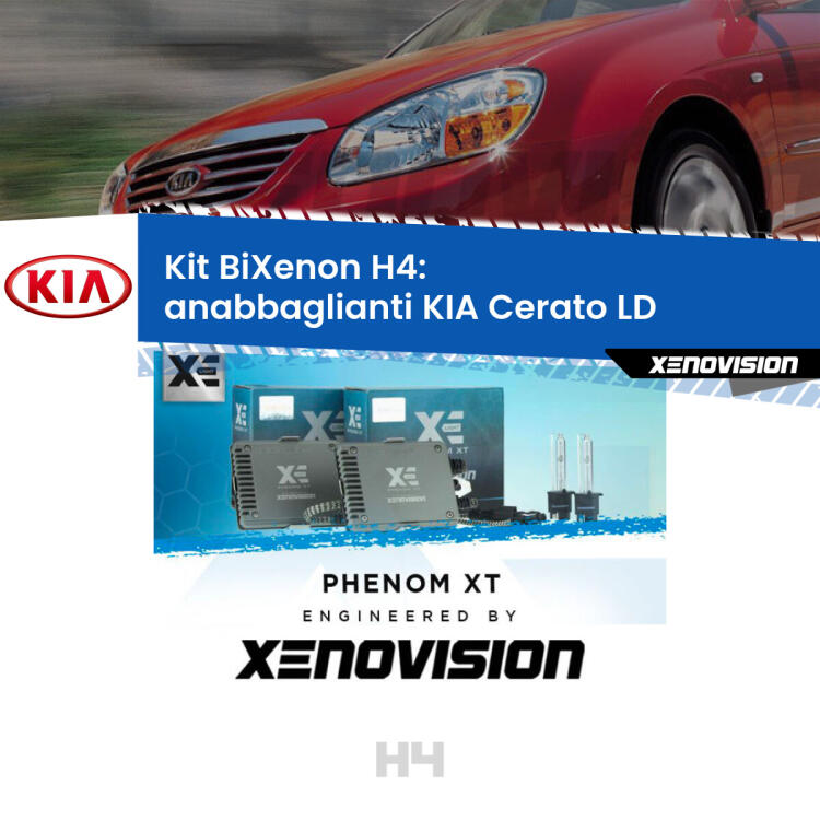 Kit Bixenon professionale H4 per KIA Cerato LD (2003 - 2007). Taglio di luce perfetto, zero spie e riverberi. Leggendaria elettronica Canbus Xenovision. Qualità Massima Garantita.