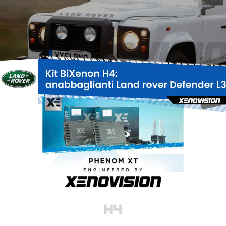 Kit Bixenon professionale H4 per Land rover Defender L316 (1998 - 2016). Taglio di luce perfetto, zero spie e riverberi. Leggendaria elettronica Canbus Xenovision. Qualità Massima Garantita.