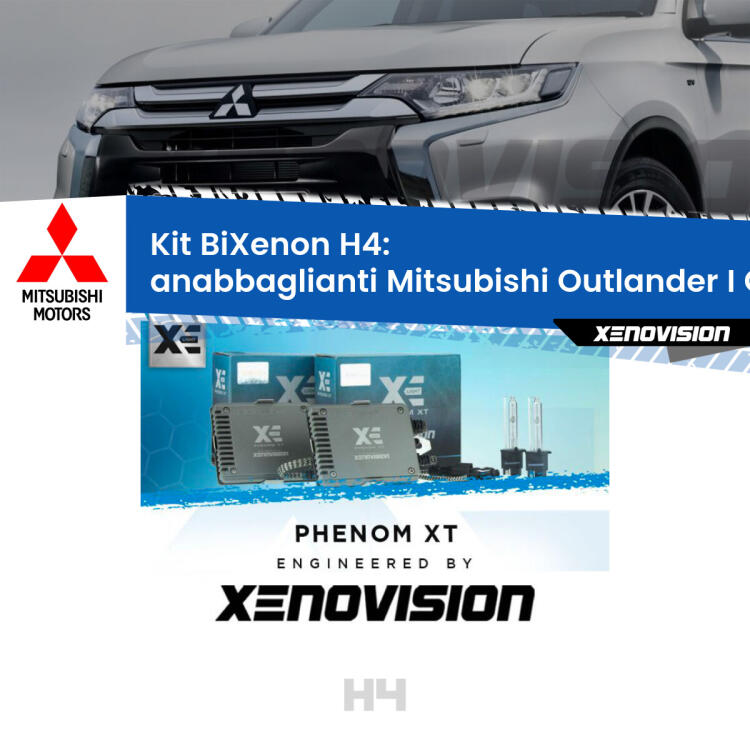 Kit Bixenon professionale H4 per Mitsubishi Outlander I CU (a parabola singola). Taglio di luce perfetto, zero spie e riverberi. Leggendaria elettronica Canbus Xenovision. Qualità Massima Garantita.