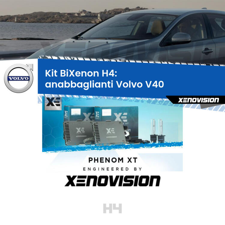 Kit Bixenon professionale H4 per Volvo V40  (a parabola singola). Taglio di luce perfetto, zero spie e riverberi. Leggendaria elettronica Canbus Xenovision. Qualità Massima Garantita.