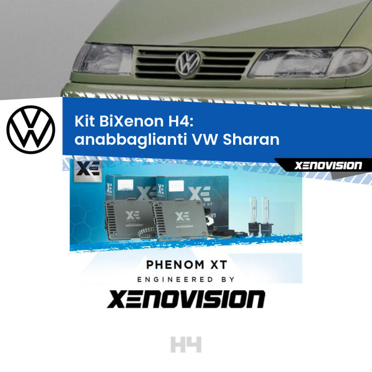 Kit Bixenon professionale H4 per VW Sharan  (a parabola singola). Taglio di luce perfetto, zero spie e riverberi. Leggendaria elettronica Canbus Xenovision. Qualità Massima Garantita.