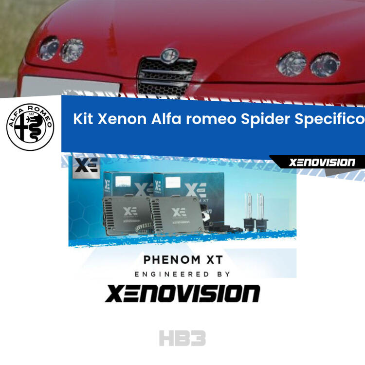 <strong>Kit Xenon </strong><strong>HB3 </strong><strong>Professionale</strong> per Alfa romeo Spider. Taglio di luce perfetto, zero spie e riverberi. Leggendaria elettronica Canbus Xenovision. Qualità Massima Garantita.