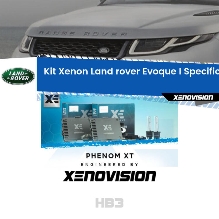 <strong>Kit Xenon </strong><strong>HB3 </strong><strong>Professionale</strong> per Land rover Evoque I. Taglio di luce perfetto, zero spie e riverberi. Leggendaria elettronica Canbus Xenovision. Qualità Massima Garantita.