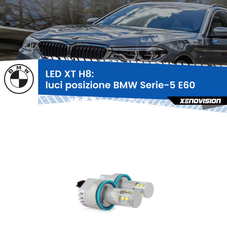 <strong>Kit LED Angel Eyes H8 per BMW Serie-5</strong> E60 2007 - 2010. Due lampadine <strong>Plug&play</strong> canbus luce bianca specifiche per angel eyes H8.