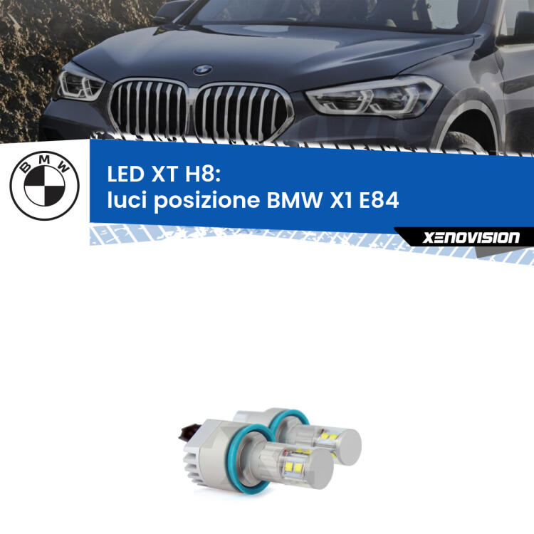 <strong>Kit LED Angel Eyes H8 per BMW X1</strong> E84 2009 - 2015. Due lampadine <strong>Plug&play</strong> canbus luce bianca specifiche per angel eyes H8.