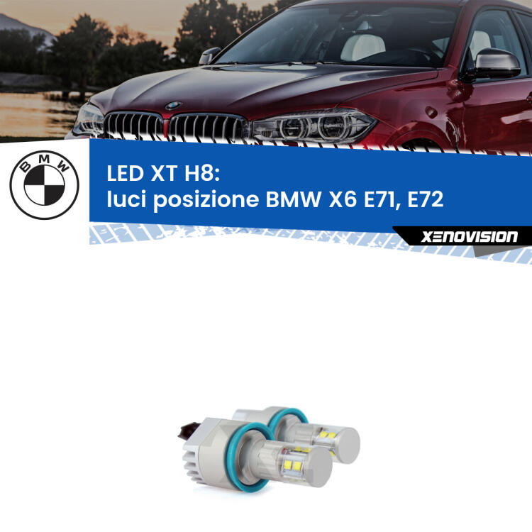 <strong>Kit LED Angel Eyes H8 per BMW X6</strong> E71, E72 2008 - 2014. Due lampadine <strong>Plug&play</strong> canbus luce bianca specifiche per angel eyes H8.