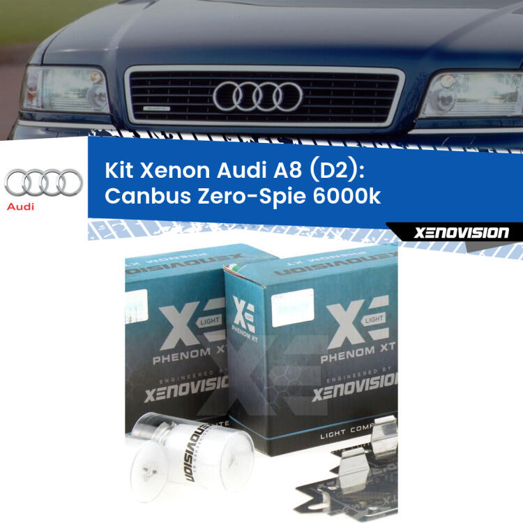<strong>Kit Xenon </strong><strong>H1 </strong><strong>Professionale</strong> per fari anabbaglianti Audi A8 D2 ((1994 - 2002)). Taglio di luce perfetto, zero riverberi. Canbus zero spie. Qualità Massima Garantita.
