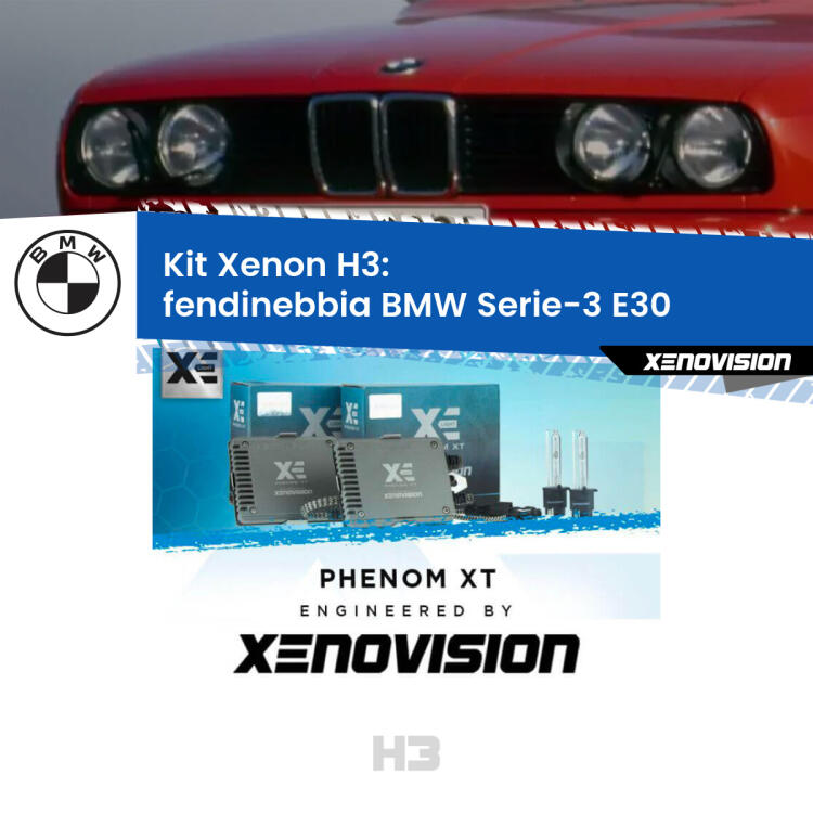 <strong>Kit Xenon H3 Professionale per fendinebbia BMW Serie-3 </strong> E30 1982 - 1992. Taglio di luce perfetto, zero spie e riverberi. Leggendaria elettronica Canbus Xenovision. Qualità Massima Garantita.