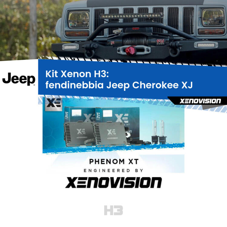 <strong>Kit Xenon H3 Professionale per fendinebbia Jeep Cherokee </strong> XJ 1984 - 2001. Taglio di luce perfetto, zero spie e riverberi. Leggendaria elettronica Canbus Xenovision. Qualità Massima Garantita.