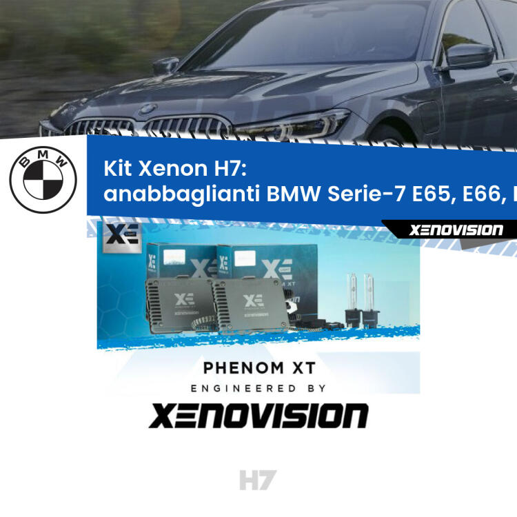 <strong>Kit Xenon H7 Professionale per BMW Serie-7 </strong> E65, E66, E67 (2001 - 2008). Taglio di luce perfetto, zero spie e riverberi. Leggendaria elettronica Canbus Xenovision. Qualità Massima Garantita.