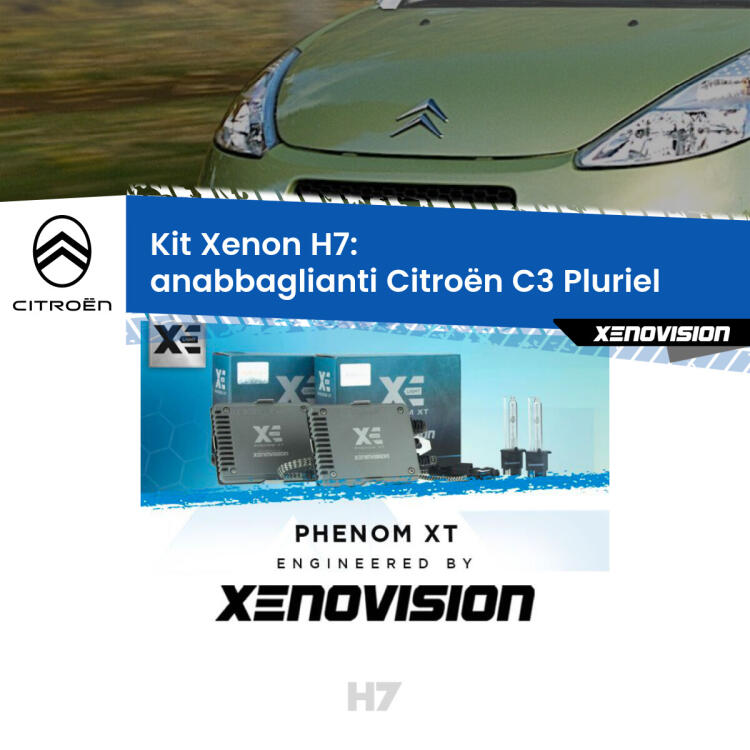<strong>Kit Xenon H7 Professionale per Citroën C3 Pluriel </strong>  (2003 - 2010). Taglio di luce perfetto, zero spie e riverberi. Leggendaria elettronica Canbus Xenovision. Qualità Massima Garantita.