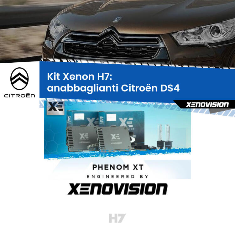 <strong>Kit Xenon H7 Professionale per Citroën DS4 </strong>  (2011 - 2015). Taglio di luce perfetto, zero spie e riverberi. Leggendaria elettronica Canbus Xenovision. Qualità Massima Garantita.