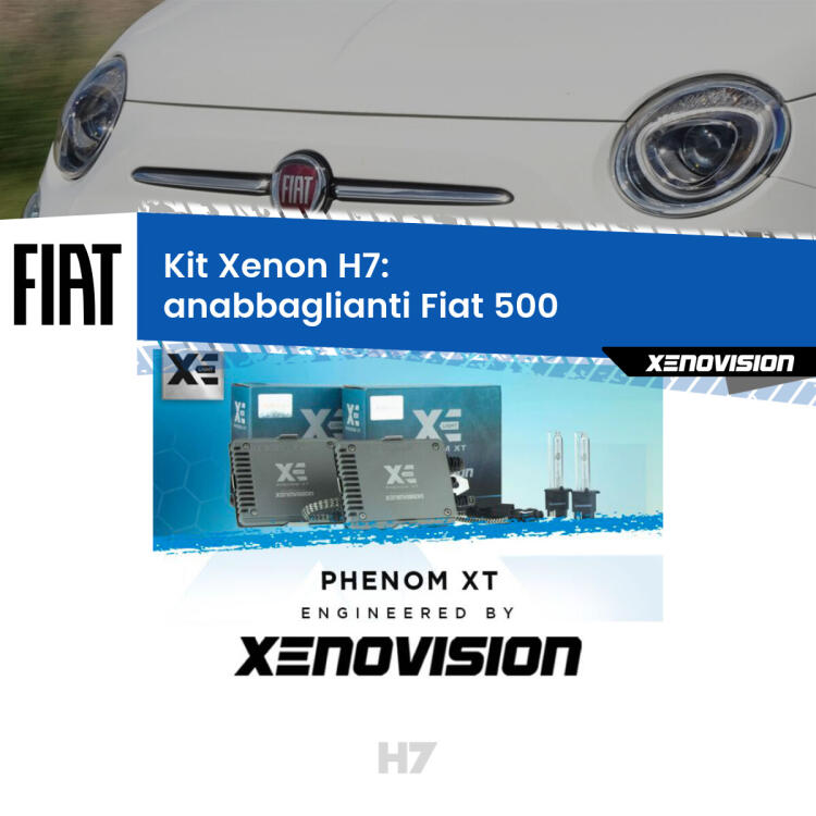<strong>Kit Xenon H7 Professionale per Fiat 500 </strong>  (2015 - 2022). Taglio di luce perfetto, zero spie e riverberi. Leggendaria elettronica Canbus Xenovision. Qualità Massima Garantita.