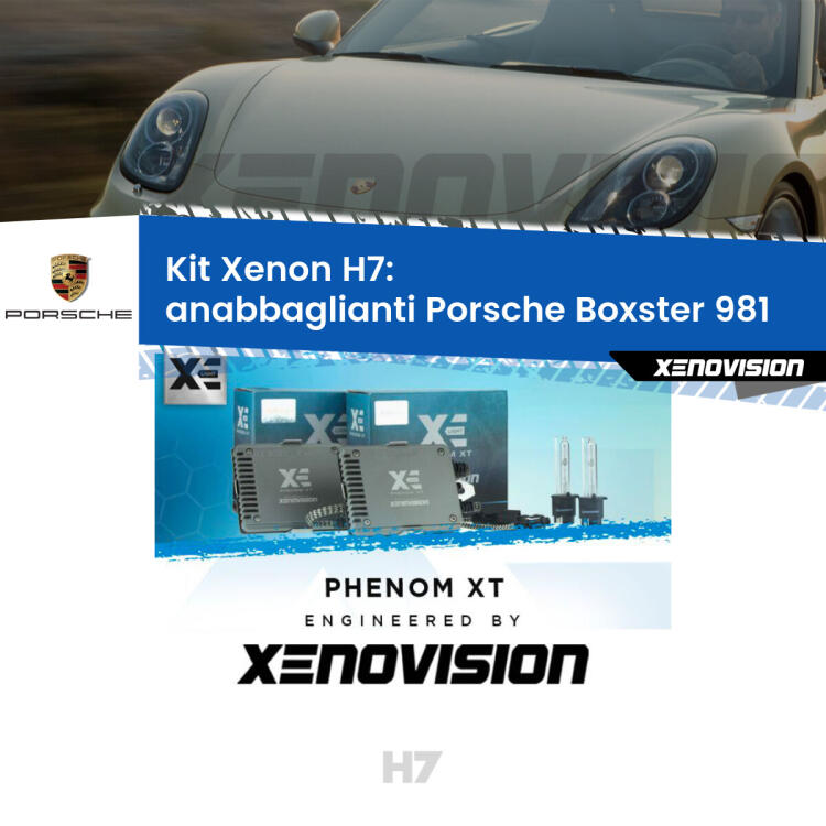 <strong>Kit Xenon H7 Professionale per Porsche Boxster </strong> 981 (2012 in poi). Taglio di luce perfetto, zero spie e riverberi. Leggendaria elettronica Canbus Xenovision. Qualità Massima Garantita.