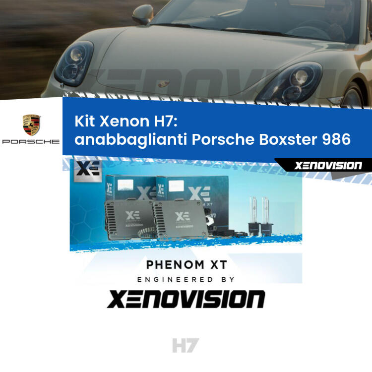 <strong>Kit Xenon H7 Professionale per Porsche Boxster </strong> 986 (1996 - 2004). Taglio di luce perfetto, zero spie e riverberi. Leggendaria elettronica Canbus Xenovision. Qualità Massima Garantita.
