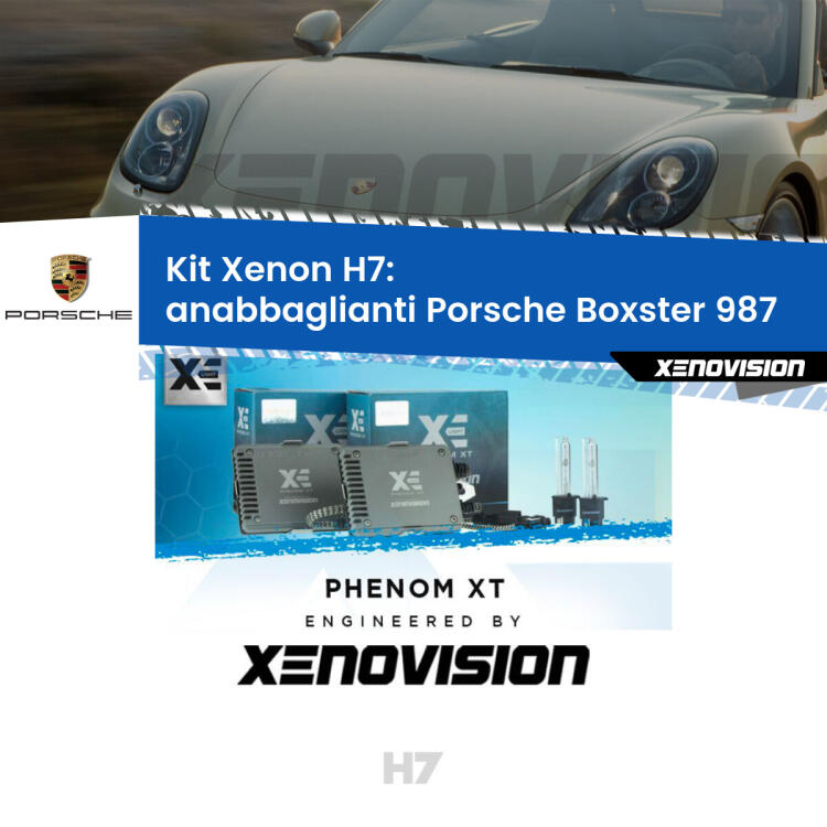 <strong>Kit Xenon H7 Professionale per Porsche Boxster </strong> 987 (2004 - 2012). Taglio di luce perfetto, zero spie e riverberi. Leggendaria elettronica Canbus Xenovision. Qualità Massima Garantita.