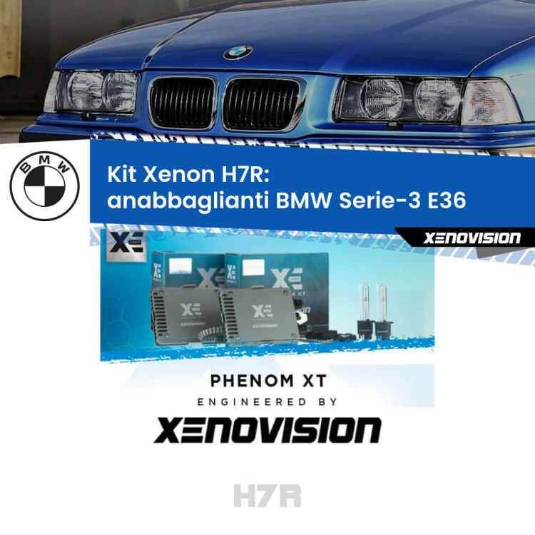 <strong>Kit Xenon </strong><strong>H7R</strong><strong> </strong><strong>Professionale</strong> BMW Serie-3</strong> E36 (1994 - 1998). Taglio di luce perfetto, zero spie e riverberi. Leggendaria elettronica Canbus Xenovision. Qualità Massima Garantita.