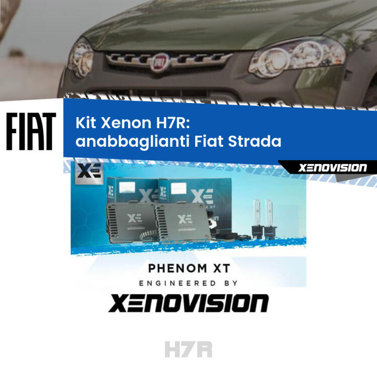 <strong>Kit Xenon </strong><strong>H7R</strong><strong> </strong><strong>Professionale</strong> Fiat Strada</strong>  (a parabola doppia). Taglio di luce perfetto, zero spie e riverberi. Leggendaria elettronica Canbus Xenovision. Qualità Massima Garantita.