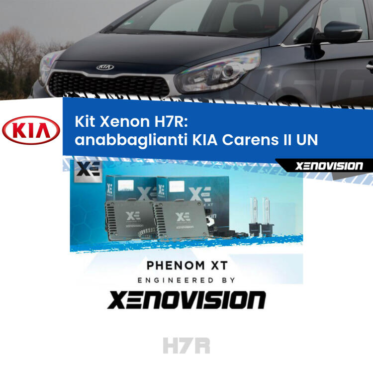 <strong>Kit Xenon </strong><strong>H7R</strong><strong> </strong><strong>Professionale</strong> KIA Carens II</strong> UN (2006 - 2011). Taglio di luce perfetto, zero spie e riverberi. Leggendaria elettronica Canbus Xenovision. Qualità Massima Garantita.