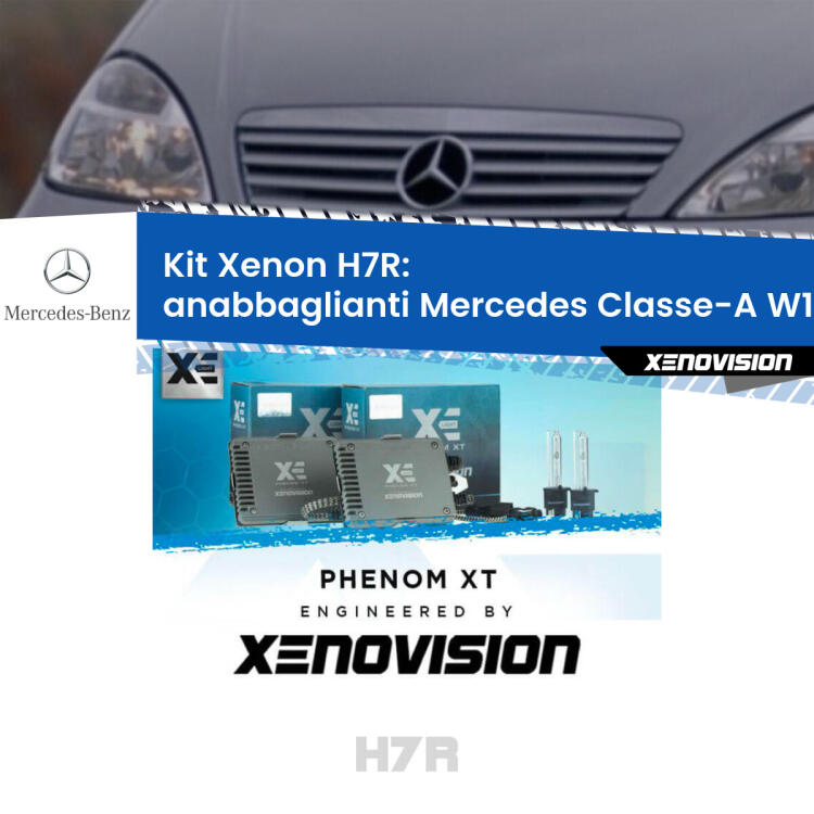 <strong>Kit Xenon </strong><strong>H7R</strong><strong> </strong><strong>Professionale</strong> Mercedes Classe-A</strong> W168 (1997 - 2004). Taglio di luce perfetto, zero spie e riverberi. Leggendaria elettronica Canbus Xenovision. Qualità Massima Garantita.