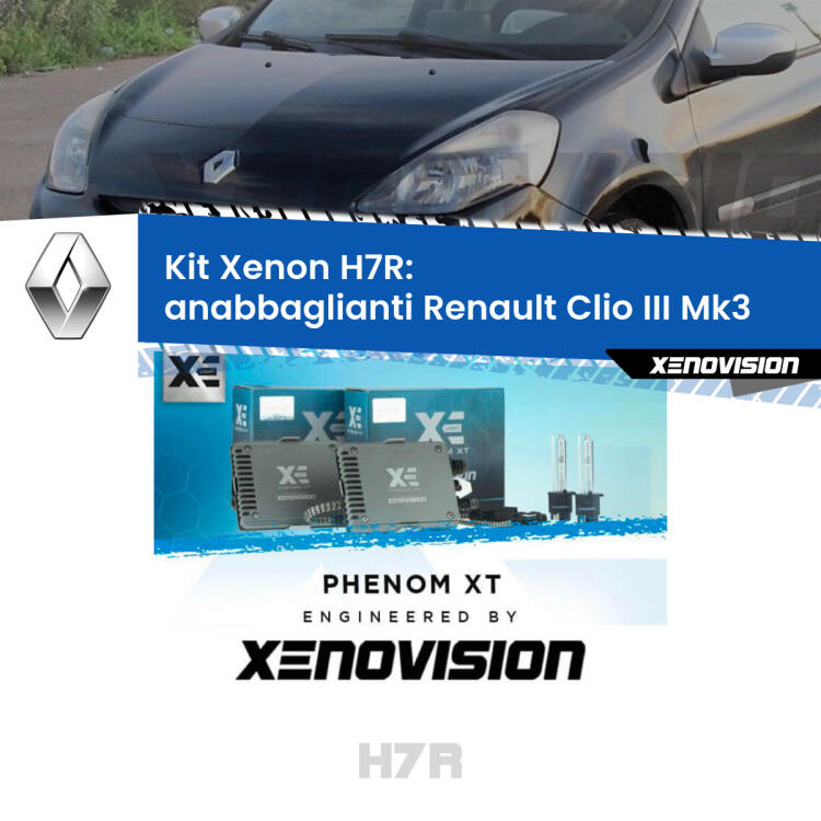 <strong>Kit Xenon </strong><strong>H7R</strong><strong> </strong><strong>Professionale</strong> Renault Clio III</strong>  (2005 - 2011). Taglio di luce perfetto, zero spie e riverberi. Leggendaria elettronica Canbus Xenovision. Qualità Massima Garantita.