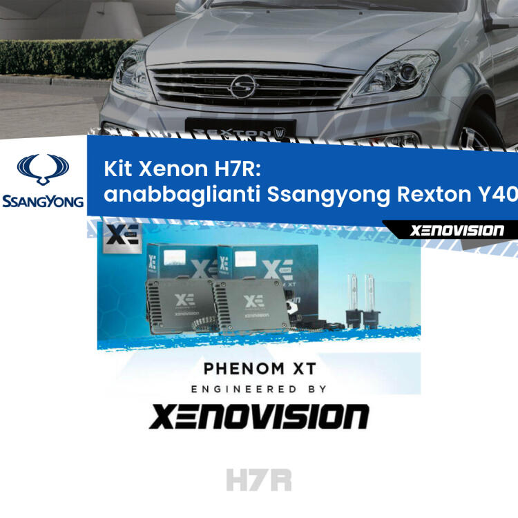 <strong>Kit Xenon </strong><strong>H7R</strong><strong> </strong><strong>Professionale</strong> Ssangyong Rexton</strong> Y400 (2017 in poi). Taglio di luce perfetto, zero spie e riverberi. Leggendaria elettronica Canbus Xenovision. Qualità Massima Garantita.