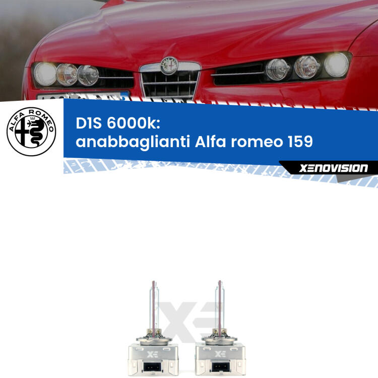 <b>Lampade xenon D1S 6000k Plug&Play</b> di ricambio per fari Anabbaglianti xenon di serie <b>Alfa romeo 159</b>  2005 - 2012. Qualità Massima, Performance pari alle originali.