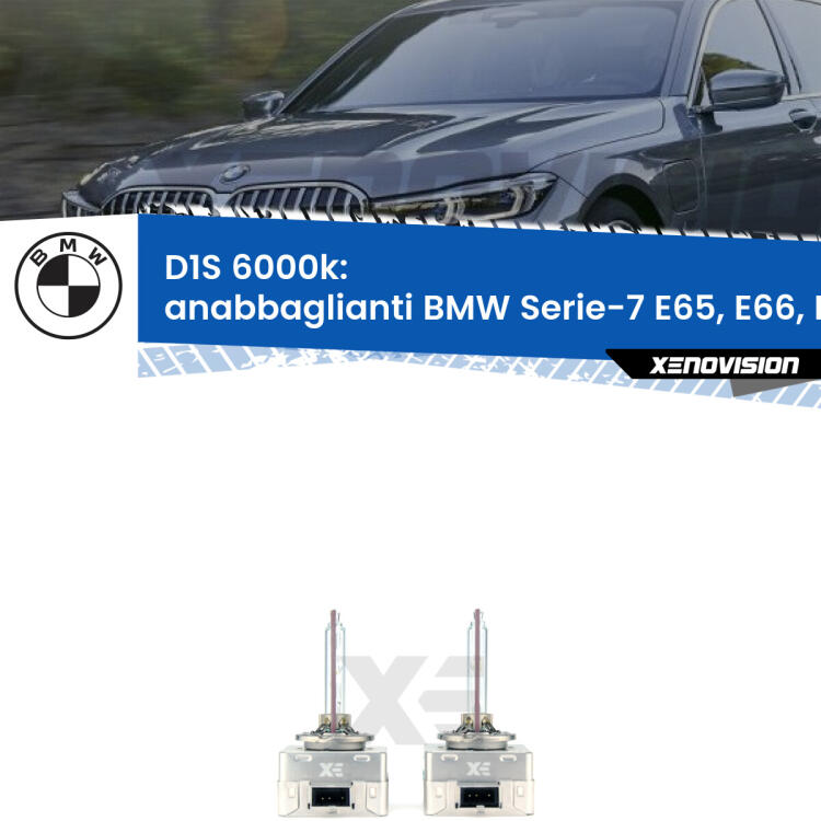 <b>Lampade xenon D1S 6000k Plug&Play</b> di ricambio per fari Anabbaglianti xenon di serie <b>BMW Serie-7</b> E65, E66, E67 2005 - 2008. Qualità Massima, Performance pari alle originali.