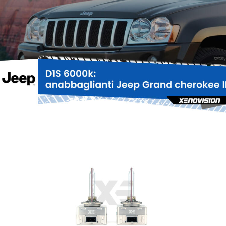<b>Lampade xenon D1S 6000k Plug&Play</b> di ricambio per fari Anabbaglianti xenon di serie <b>Jeep Grand cherokee III</b> WK 2005 - 2010. Qualità Massima, Performance pari alle originali.