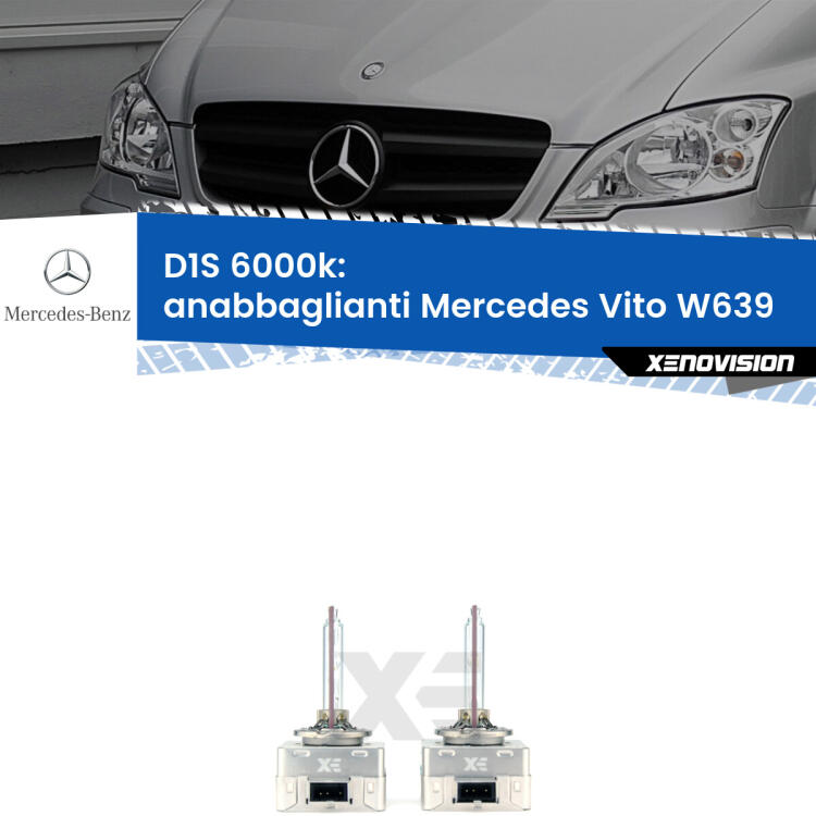 <b>Lampade xenon D1S 6000k Plug&Play</b> di ricambio per fari Anabbaglianti xenon di serie <b>Mercedes Vito</b> W639 2003 - 2012. Qualità Massima, Performance pari alle originali.