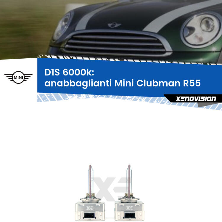 <b>Lampade xenon D1S 6000k Plug&Play</b> di ricambio per fari Anabbaglianti xenon di serie <b>Mini Clubman</b> R55 2007 - 2015. Qualità Massima, Performance pari alle originali.