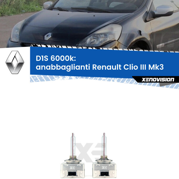 <b>Lampade xenon D1S 6000k Plug&Play</b> di ricambio per fari Anabbaglianti xenon di serie <b>Renault Clio III</b>  2005 - 2011. Qualità Massima, Performance pari alle originali.