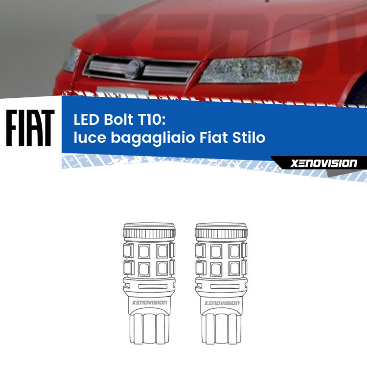 <strong>Luce Bagagliaio LED per Fiat Stilo</strong>  2001 - 2006. Coppia lampade <strong>T10</strong> modello Bolt canbus.