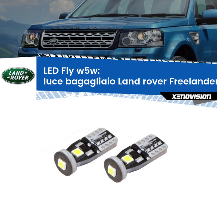 <strong>luce bagagliaio LED per Land rover Freelander 2</strong> L359 2006 - 2014. Coppia lampadine <strong>w5w</strong> Canbus compatte modello Fly Xenovision.