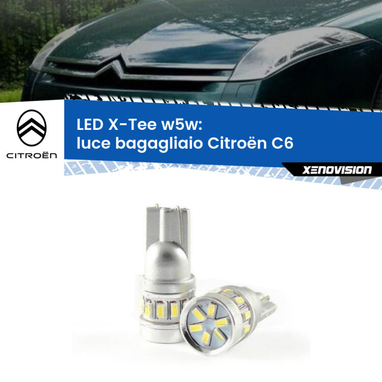 <strong>LED luce bagagliaio per Citroën C6</strong>  2005 - 2012. Lampade <strong>W5W</strong> modello X-Tee Xenovision top di gamma.