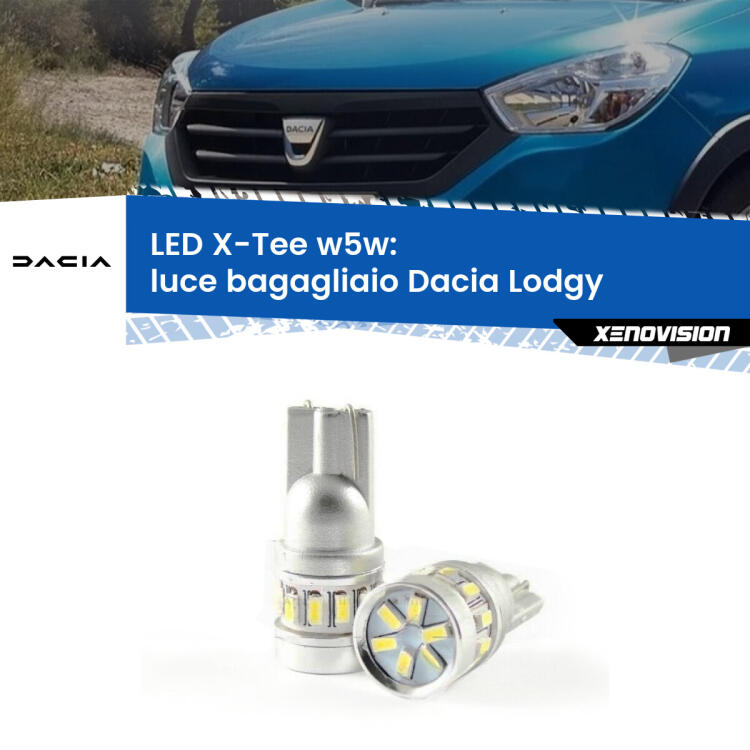 <strong>LED luce bagagliaio per Dacia Lodgy</strong>  2012 in poi. Lampade <strong>W5W</strong> modello X-Tee Xenovision top di gamma.