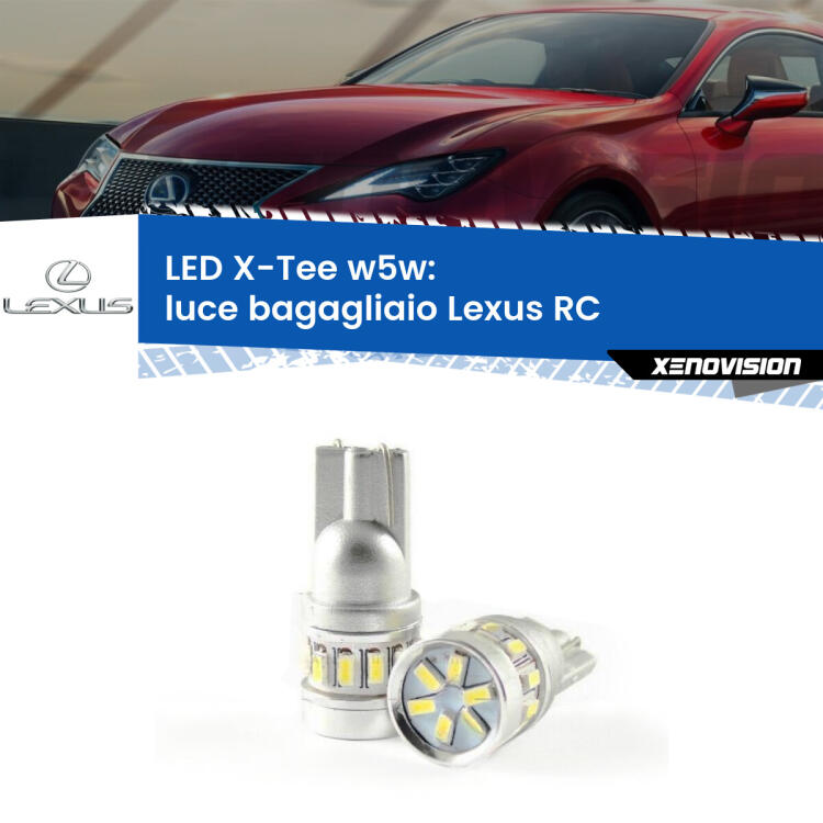 <strong>LED luce bagagliaio per Lexus RC</strong>  2014 in poi. Lampade <strong>W5W</strong> modello X-Tee Xenovision top di gamma.