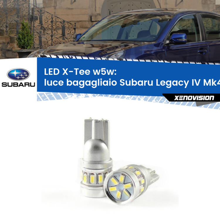 <strong>LED luce bagagliaio per Subaru Legacy IV</strong> Mk4 2003 - 2009. Lampade <strong>W5W</strong> modello X-Tee Xenovision top di gamma.